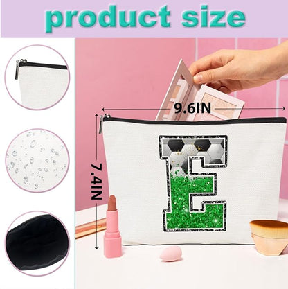 Soccer Gifts Initial Makeup Bag Monogrammed Cosmetic Bag Letter E Zipper Pouch Soccer Accessories for Girls Women Player Coach Friend Stuff Graduation Birthday Gifts
