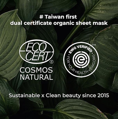 INNA ORGANIC Sheet Mask - Calming & Soothing, EWG & COSMOS Certified (Pack of 5) | Green Tea & Rose Infused Skin Care | Luxury Clean Beauty