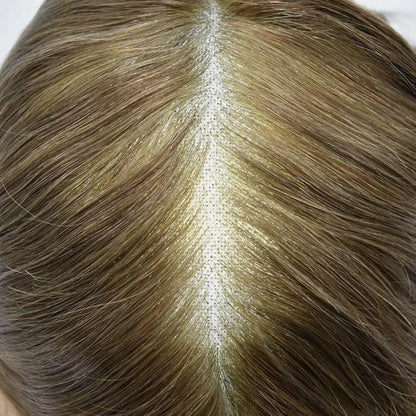 FACE MIRACLE Toupee for Men French Lace Hairpiece Human Hair Replacement System Skin PU Mens Toupee Hair Wigs for Man V-Looped Front Hair Prosthesis 6"X8" 7ASH Light Ash Brown