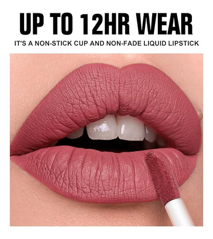 BestLand 6Pcs Matte Liquid Lipstick Makeup Set, Matte liquid Long-Lasting Wear Non-Stick Cup Not Fade Waterproof Lip Gloss (Literary Allure Gift Set B)