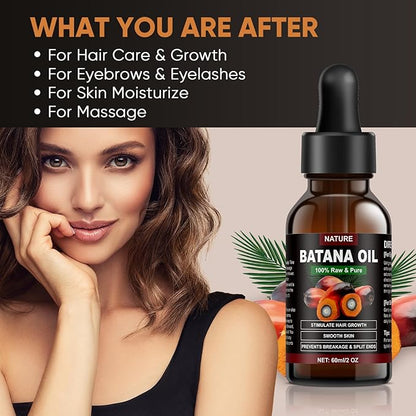 Batana Oil for Hair Growth - Organic, Unscented, Clear Oil for All Hair Types - Enhances Radiance & Nourishment