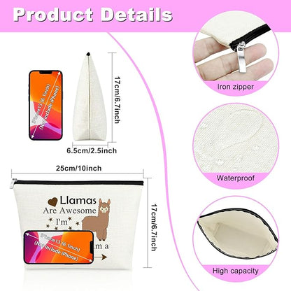 Mxrymvu Llama Gifts for Women Llama Makeup Bag Llamas Lover Gift Llamas Themed Cosmetic Bag Animal Lover Present Graduation Christmas Birthday Present for Daughter Travel Pouch