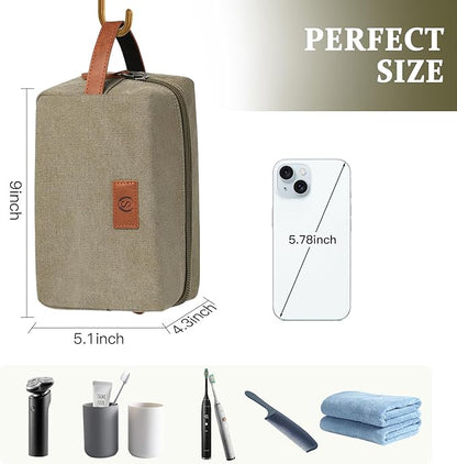 Janhavi Waterproof Personalized Toiletry Bag for Men, Beach Vacation Travel Essentials,Toiletry Bag with Hook, Laser Engraved Initials & Wheat Ear,Gifts For Him, Gifts For Husband(Olive Green C)