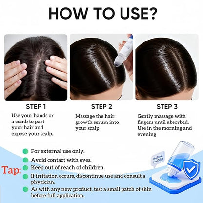 Rosemary Hair Growth Serum Roll-On for Thinning Hair with Saw Palmetto & Tea Tree — Lightweight, Non-Greasy Scalp Oil for Hair Regrowth Support