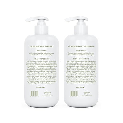 Routine Wellness Anti-Thinning Shampoo and Conditioner Set for Thinning Hair - Biotin DHT Blocker Women & Men - Color Safe Shampoo for Hair Loss & Healthier Hair - Sage & Bergamot (Pack of 2)