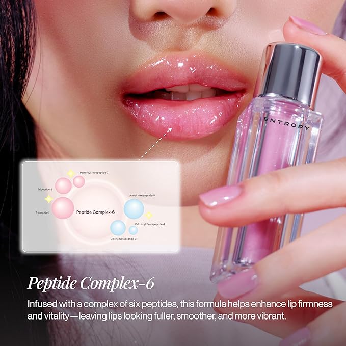 ENTROPY MAKEUP Tulle Lip Gloss, Lightweight 3D Pearl Shimmer, Ultra-Gloss High Shine, Non-Sticky Moisturizing Lip Gloss with Peptide Complex, Voile