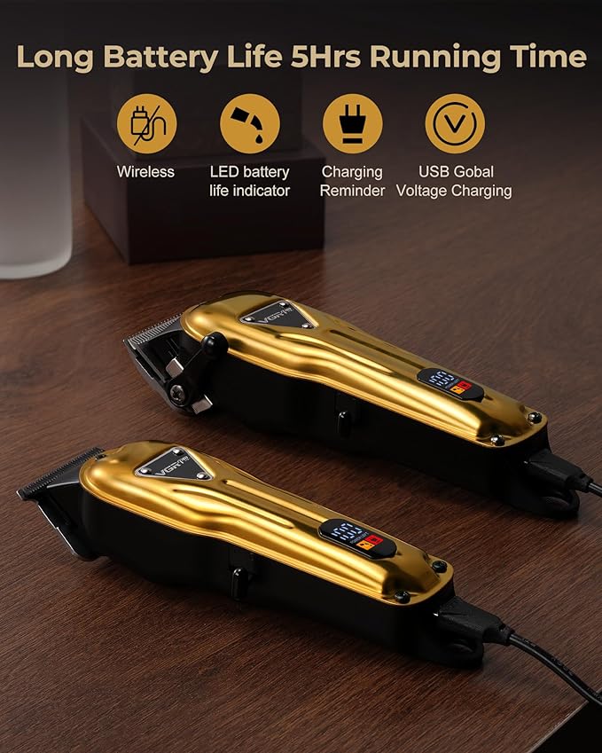 Electric Hair Clippers for Men, Cordless Clipper and Trimmer Set, Clippers for Hair Cutting Kit with Long Battery Life, Hair Grooming Trimmer for Family Kids and Self-Haircut Use