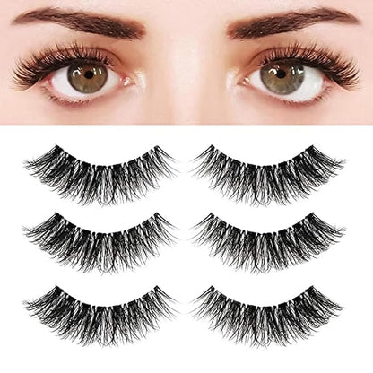 Eyelashes Natural Look False Lashes - Bepholan Fake Eyelashes 5D Super Fluffy False Eyelashes Clear Band Wispy Lashes 3-Pack Faux Mink Lashes(XMZ92)