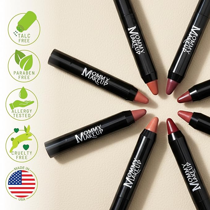 Mommy Makeup Triple Sticks Lipstick, Cream Blush & Teatment All-In-One with Shea & Cocoa Butter - Soft & Creamy Moisturizing Lip Crayon For Lips & Cheeks (Pink Daisy)