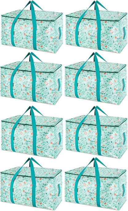 BALEINE 8-Pack Oversized Moving Bags with Reinforced Handles, Heavy-Duty Storage Tote for Clothes, Moving Supplies (Spring Stroll, 8-Pack)