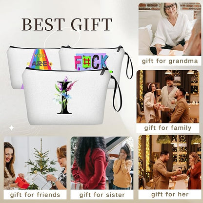 SEAMOON Bride to be Birthday Womens Unique Initial Monogram Gifts for Women Mom Personalized Travel Makeup Cosmetic Bag with Mirror Valentines Mothers Day Christmas Graduation I