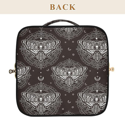 Makeup Organizer Bag, Skull Butterfly Black Travel Makeup Bags Makeup Vanity Case Large Capacity Rhombus Cosmetic Toiletry Bag for Girl Women Ladies