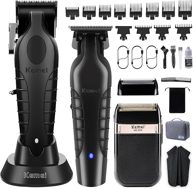 KEMEI Professional Hair Clippers, Hair/Beard Trimmer, Eletric Shaver Set for Men, Cordless Beard Trimmer, Rechargeable Barber Clippers, USB Fade Clipper Haircutting Kit, KM-2299, KM-2296, KM-2024
