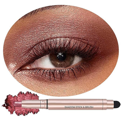 Eyeshadow Stick Makeup, Highlighter Cream Eye Shadow Pencil, Waterproof Hypoallergenic Long Lasting Matte Crayon, Glitter Primer Palette Shimmer Eyeliner Pen, Brownish Red