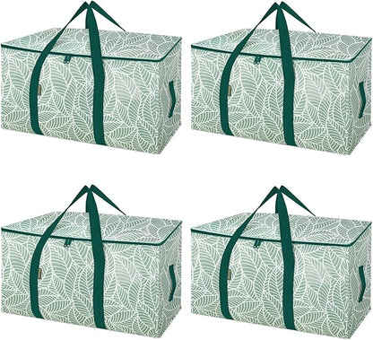 BALEINE 4-Pack Oversized Moving Bags with Reinforced Handles, Heavy-Duty Storage Tote for Clothes, Moving Supplies (Antique Folidage, 4-Pack)