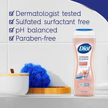 Dial Body Wash, Exfoliate & Restore Himalayan Salt, 16 fl oz, Pack of 11