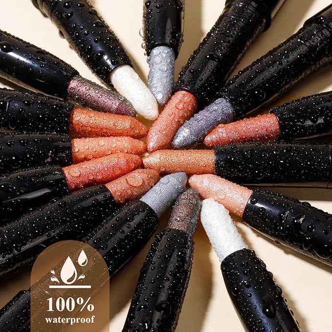 Cream Waterproof Hypoallergenic Eyeshadow Stick, long wear Metallic Glitter Matte Eye Shadow Pencil With Makeup Brush, Eye Brightener, 07 Copper Shimmer