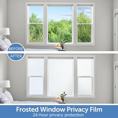 HIDBEA Frosted Window Privacy Film - Non Adhesive Static Cling Glass Stickers Sun UV Blocking Heat Control Door Covering Decals for Home Office, 23.6 x 78.7 Inch