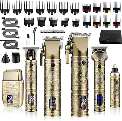 GSKY Hair Clippers for Men Professional,Beard Trimmer Kits & Sets, Cordless Mens Hair Trimmer, Electric Shavers, Haircutting Machine with LED Display, for Barber,for Gifts
