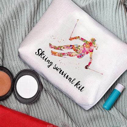 Skiing Survival Kit Ski Themed Makeup Bag - Essential for Skiing Survival Fashionable and Portable Beauty Storage Bag Gifts for Skiers Women