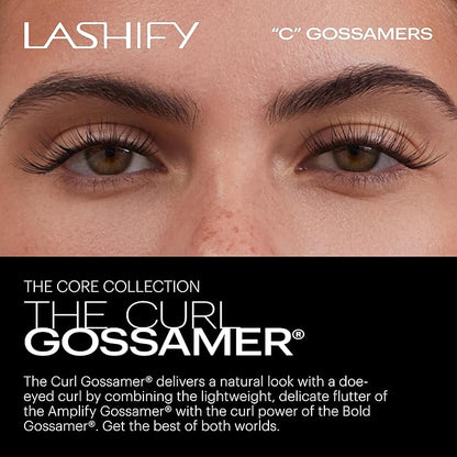Lashify Curl 14mm Gossamer Eyelash Extensions Refill, Ash Color, DIY False Lashes for a Natural Look