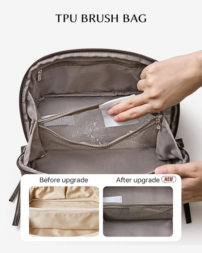 EACHY Travel Makeup Bag, Large Toiletry Bag for Women, Flat-Opening Organizer Pouch with Compartments