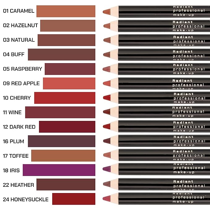 Radiant Professional Waterproof Lip Liner Pencil - Long Lasting Lip Liner for Defined Lips - Soft & Creamy Lipliner with Vitamin E - 1.20 g, (04 BUFF)