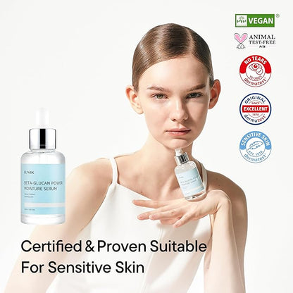 IUNIK Beta-Glucan Power Deep Moisture Vegan Serum Intense Hydration Mushroom Yeast Extracts Naturally-derived - Dry Mature Sagging Sensitive Skin Cell Regenerating Lifting Korean Skincare