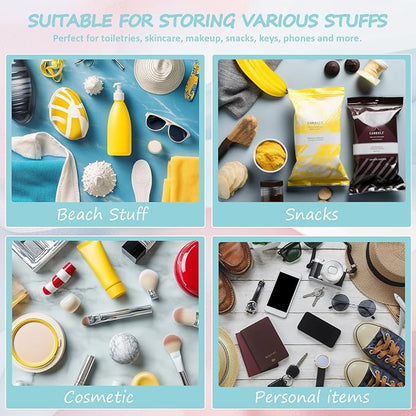 2 Pcs Swim Bag Cosmetic Makeup Bag with Chenille Letter Patch, Clear Pouch PVC Organizer Purse, Waterproof Travel Beach Bag, Portable Toiletry Storage Bag