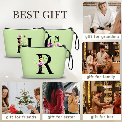 Women Birthday Maid of Honor Monogrammed Gifts for Bride Bridesmaid Sister Friend Her Teacher Makeup Cosmetic Bag with Mirror Mothers Day Christmas Graduation R