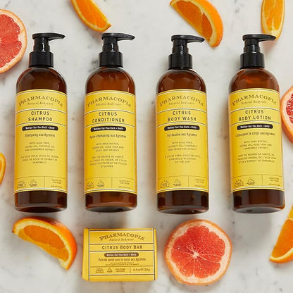 Pharmacopia Citrus Conditioner - Natural Scalp Moisturizer, Vegan & Cruelty-Free Hair Care with Shea Butter, Aloe Vera, Jojoba Oil, and Olive Leaf Extract for Dry Hair Treatment and Detangling, 16 oz