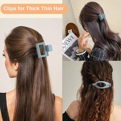 Mehayi 9 PCS Matte Hair Clips Claw for Women Girls, 3 Styles Nonslip Small Hold Strong Hold Cute Jaw Clip Barrettes for Thick Thin Long Short Hair, Fashion Acrylic Hair Clamps Styling Accessories