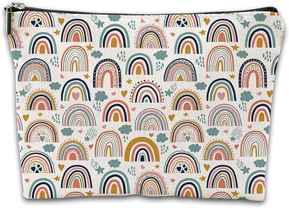 Makeup Bag Bohemian Rainbows Cosmetic Bag Mini Portable Travel Toiletry Bag Organizer Makeup Brushes Aesthetic Accessories Waterproof Storage Bag for Women