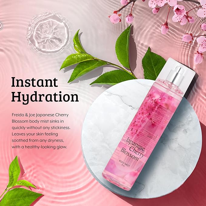 Freida & Joe Japanese Cherry Blossom Body Mist: A Luxurious 8 oz Gift for Her, Exquisite Floral Scent, Ideal Stocking Stuffer Fine Women Body Spray