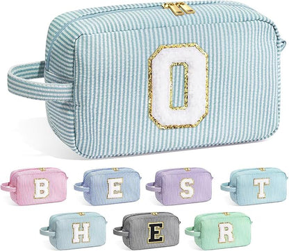 YOOLIFE Bridesmaid Proposal Gifts - Bridal Shower Gifts, Bridesmaid Gifts for Wedding Day, Initial Makeup Bags for Women, Green O