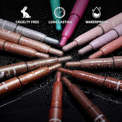 LANGMANNI Eyeshadow Stick, 6 PCS Waterproof Multi-Color Eyeshadow Pen Set, Creamy Long-Lasting Eye Makeup Kit, Natural & Shimmer Shades Contour Stick, Perfect Gifts For Women (#D)