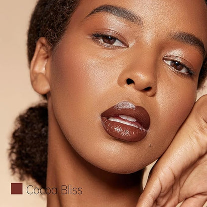 Cocoa Brown Moisturizing Lipstick — Nourishing Creamy Formula for Dry Lips, Lightweight Glossy Finish,Warm Chocolate Nude for Women (Cocoa Bliss)