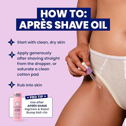 Megababe Après Shave Oil | Soothing After-Shave Oil | with Grapeseed & Jojoba Oils | 2 fl oz
