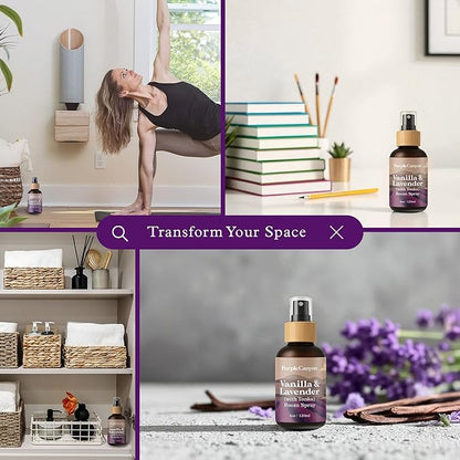 Purple Canyon Vanilla & Lavender with Tonka Room Spray — 4 oz Natural Linen & Room Freshener — Soothing Floral & Sweet Aroma — Spa-Like Relaxation — Premium Natural Fragrance Oils