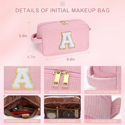 YOOLIFE Initial Cosmetic Bags for Women - Girls Makeup Bag Small Makeup Brush Bag Teen Girls Birthday Gifts for Girlfriend Sister Daughter Wife Sister Gifts Letter D