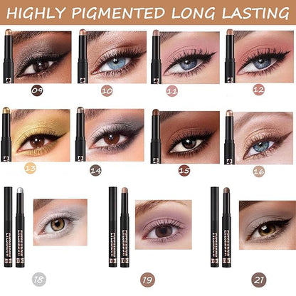 Warm Brown Eyeshadow Stick Shimmer Eyeshadow Pencil Crayon, Hypoallergenic Waterproof Long Lasting Eye Shadow Stick Makeup, Women Multi-Dimensional High Pigment Eye Highlighter Pen(12#)
