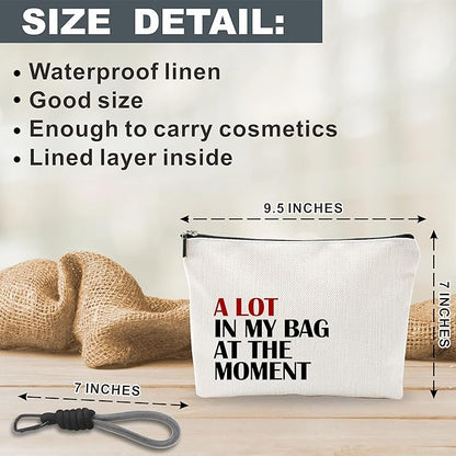 Funny Make Up Bag For Woman, Cosmetic Bag With Hand Strap - A Lot In My Bag At The Moments - Lined Toiletry Bag - Minimalism Pouch, Girl Organizer With Zipper, Women Essentials & Accessories - B09