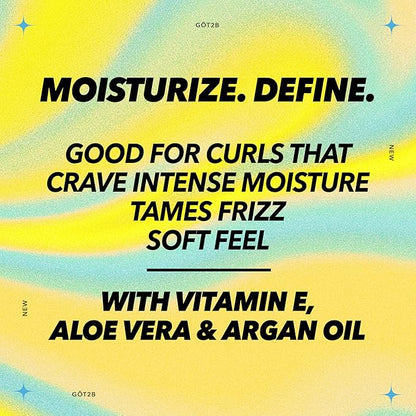 Got2B Curled Styling Cream, 6 Fl Oz, Curl Defining & Moisturizing Hair Cream for Coily & Curly Hair, Provides Frizz Control & Soft Feel for Type 3-4 Curls, Made with Vitamin E, Aloe Vera & Argan Oil