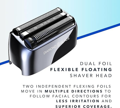 Blade & Stone PS501 Foil Shaver for Men – Dual Foil Cordless Shaver with Graphene-X Blades and 8000 RPM Digital Motor – All-Metal, Rechargeable Wet and Dry Razor – Dark Night