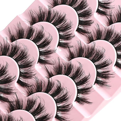 FARRED Lashes Strips Natural Fake Eyelashes Wispy Doll Eye Lash Manga Eyelash Natural Look 7 Pairs Separated Volume False Eyelash Pack Wispies Anime Strip Pestañas Spiky Look (A10 | 11-17MM)