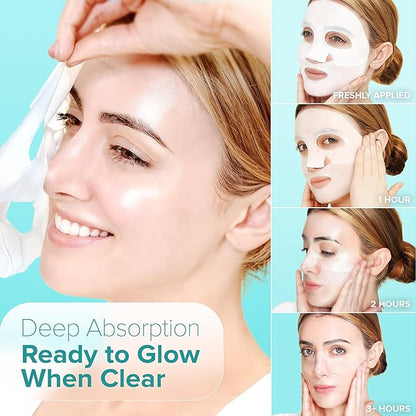 Ebanel Bio Collagen Face Mask, 4-Pack Hydrating Face Masks with 7 Peptides, Hyaluronic Acid, Niacinamide, Centella, Rose Water, Ceramide, and B5, Glass Skin Tightening and Lifting Korean Sheet Masks