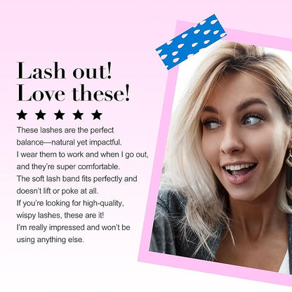 Lashes Natural Look False Eyelashes - Bepholan Fake Eyelashes 3D Super Fluffy False Lashes Clear Band Wispy Lashes 3-Pack Faux Mink Lashes(XMZ24)