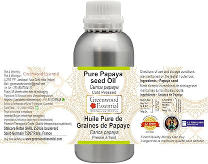 Greenwood Essential Pure Papaya Seed Oil (Carica papaya) Cold Pressed 630ml (21 oz)