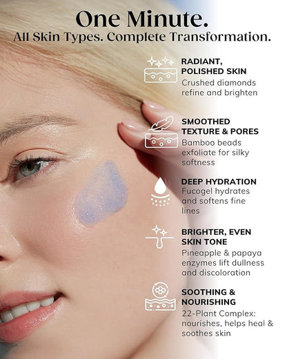 KAPLAN MD Diamond Contour Supercharged 1 Minute Daily Facial - Anti-Aging Serum for Face with Exfoliating Crushed Diamonds & Fruit Enzymes - Radiant & Smooth Skin for Women of All Ages - 6.0 fl oz