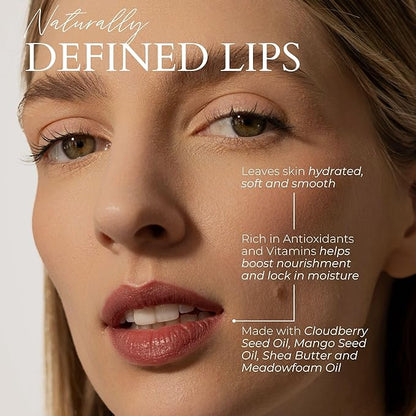 FITGLOW Beauty Vegan Lip Liner Pencil | Long-Lasting Lip Enhancer with Blending Brush | Hydrating Plumping Lip Liner | Smudge-Proof Lip Perfector | Define Shape & Fill | Muted Mauve, 1.1g